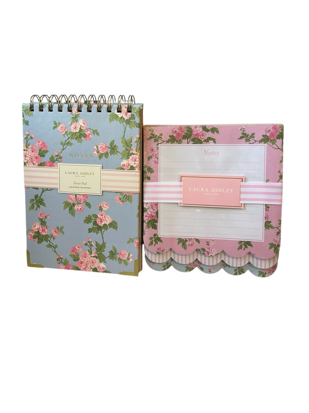 Laura Ashley Floral Spiral Notebook Pen Set and Large Scalloped Note Pad